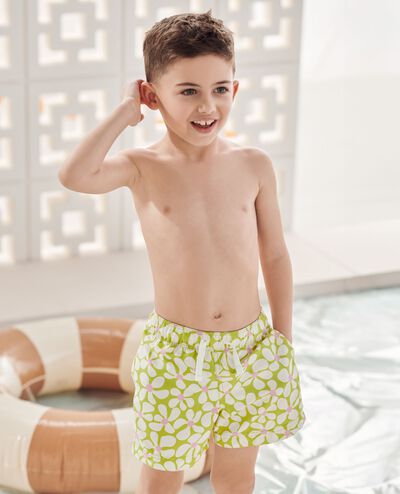 Swim Trunks in Groovy Daisy on Oasis Green - main