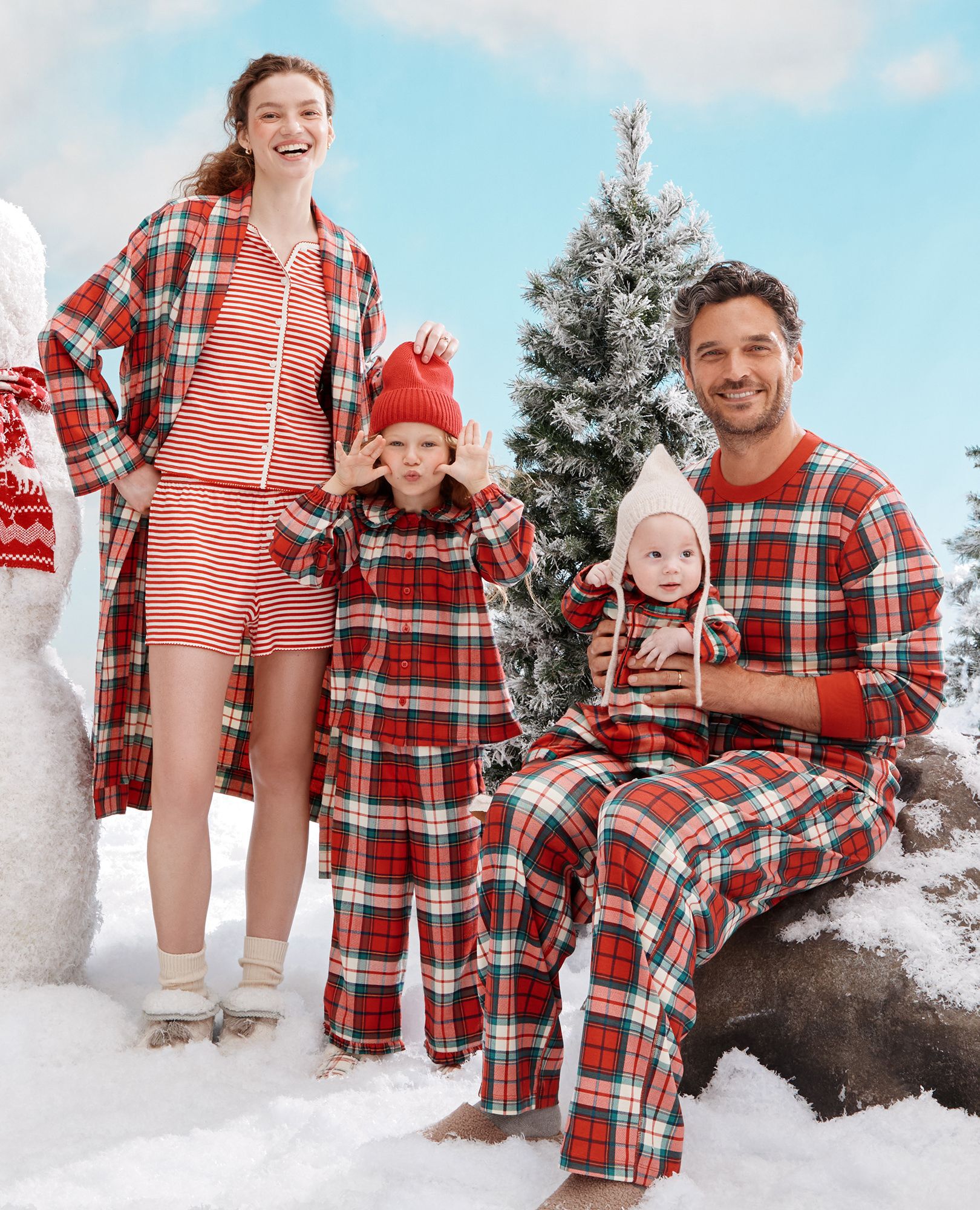 Adult Holiday Relaxed Fit Pajama Set in Red Holiday Plaid - main