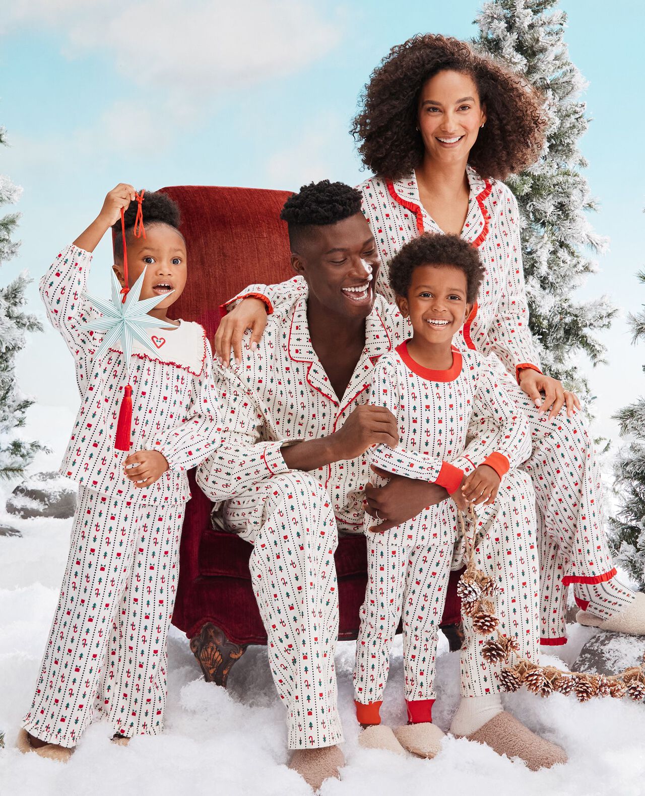 Adult Holiday Flannel Pajama Top in Christmas Stripes - main