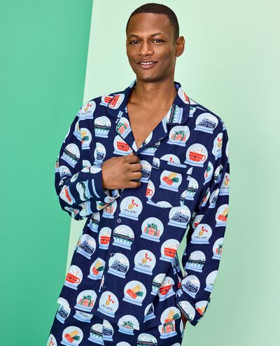 Adult The Polar Express Flannel Pajama Top in Polar Express Snowglobes - main