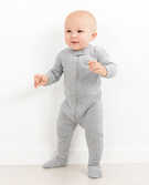 Baby Zip Footed Sleeper In Organic Cotton in Navy Blue - main