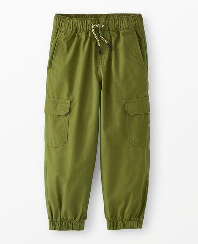 Loose Fit Poplin Cargo Joggers in Pine Green - main