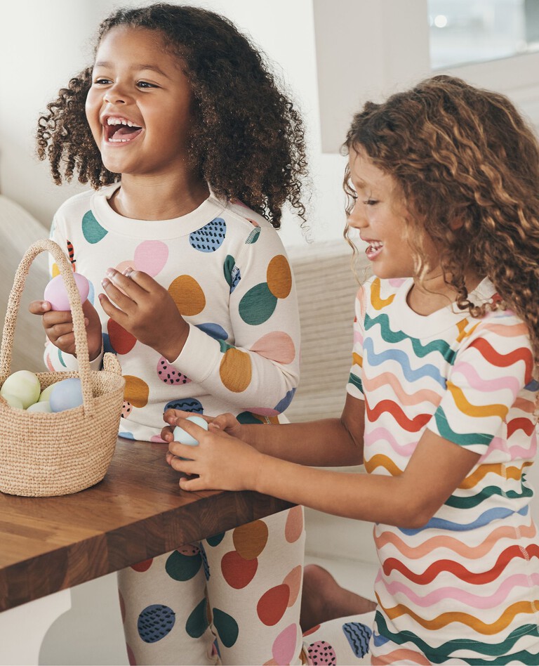 Easter Long John Pajama Set in Pastel Easter Eggs - main