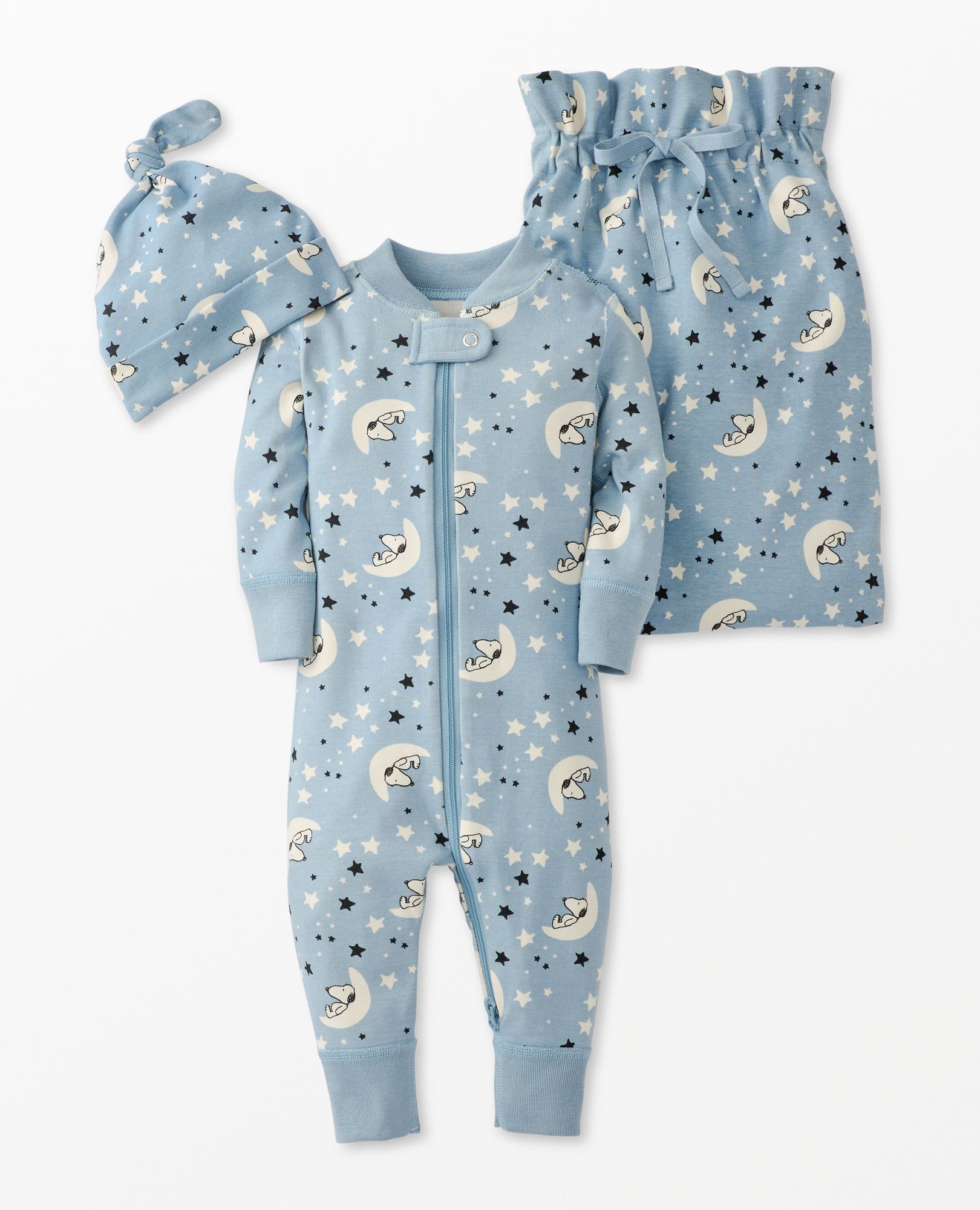 2 Piece Layette Peanuts Gift Set 64 Value Snoopy Layette North Air in 100 Cotton Baby Girls Boys Size NB by Hanna Andersson