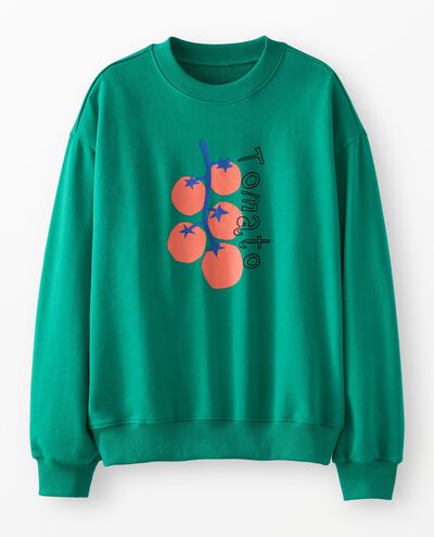 Adult Oversized French Terry Graphic Sweatshirt in Tomato on Gumdrop Green - main