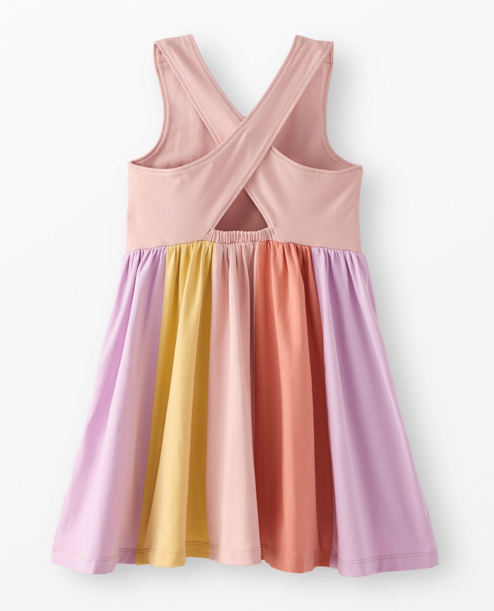 Rainbow Skirt Skater Dress with Pockets in Blush Pink - main