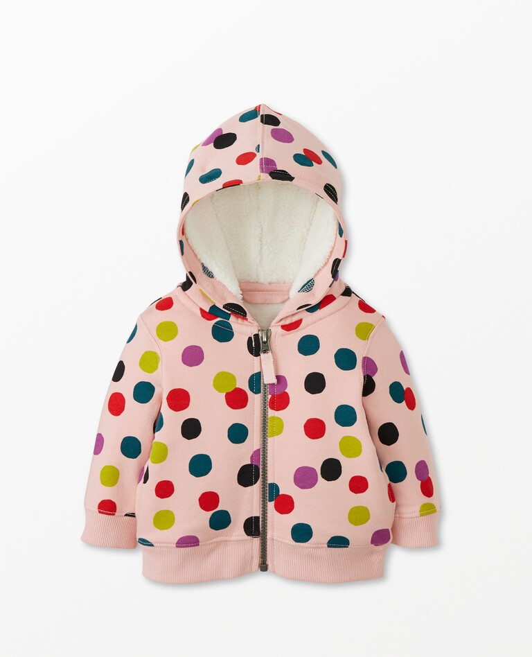 Baby Print Faux Shearling Lined Hoodie in Confetti - main