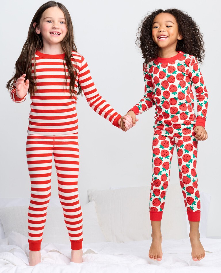 Striped Long John Pajama Set in Poppy - main