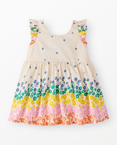 Baby Ruffle Sleeve Poplin Dress in Signs of Spring on Ecru - main