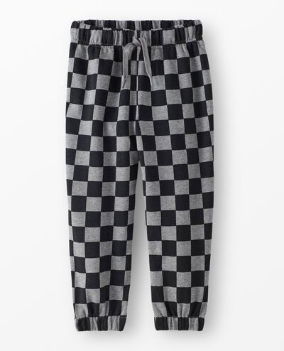 French Terry Jogger Pants in Black/Dark Grey Heather Checkerboard - main