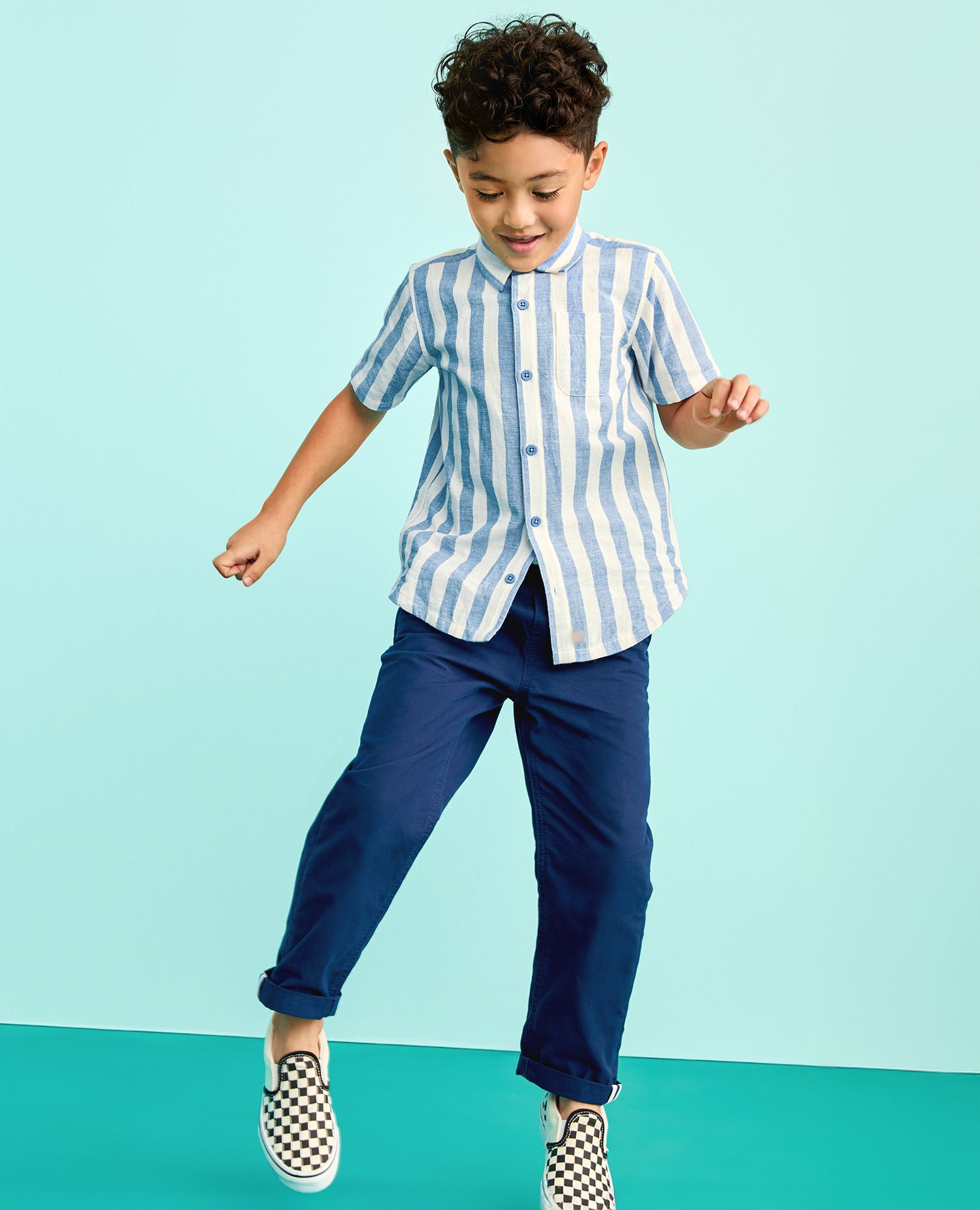 Canvas Pull-On Pants in Navy Blue - main