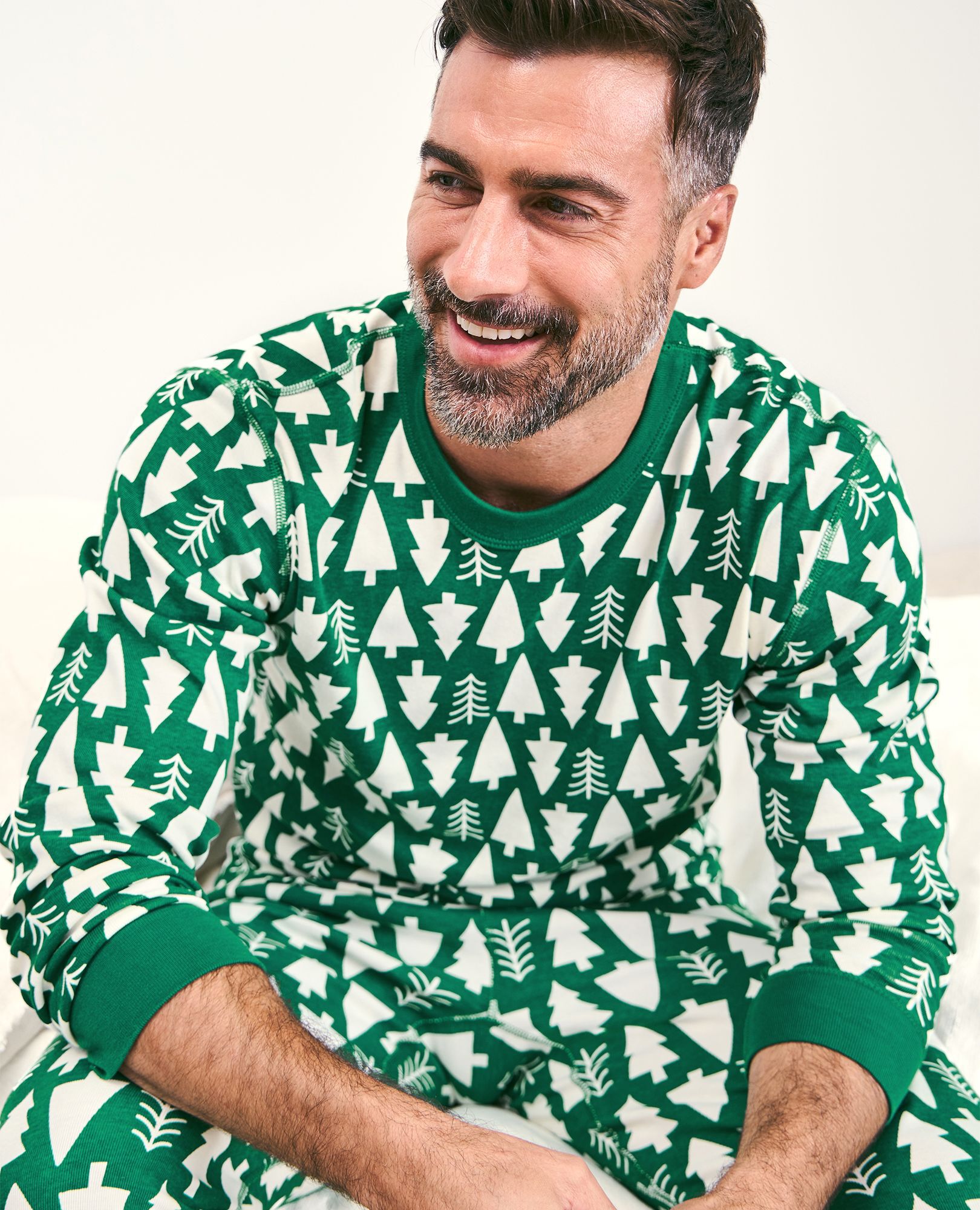 Adult Holiday Long John Pajama Top in Winter Green - main