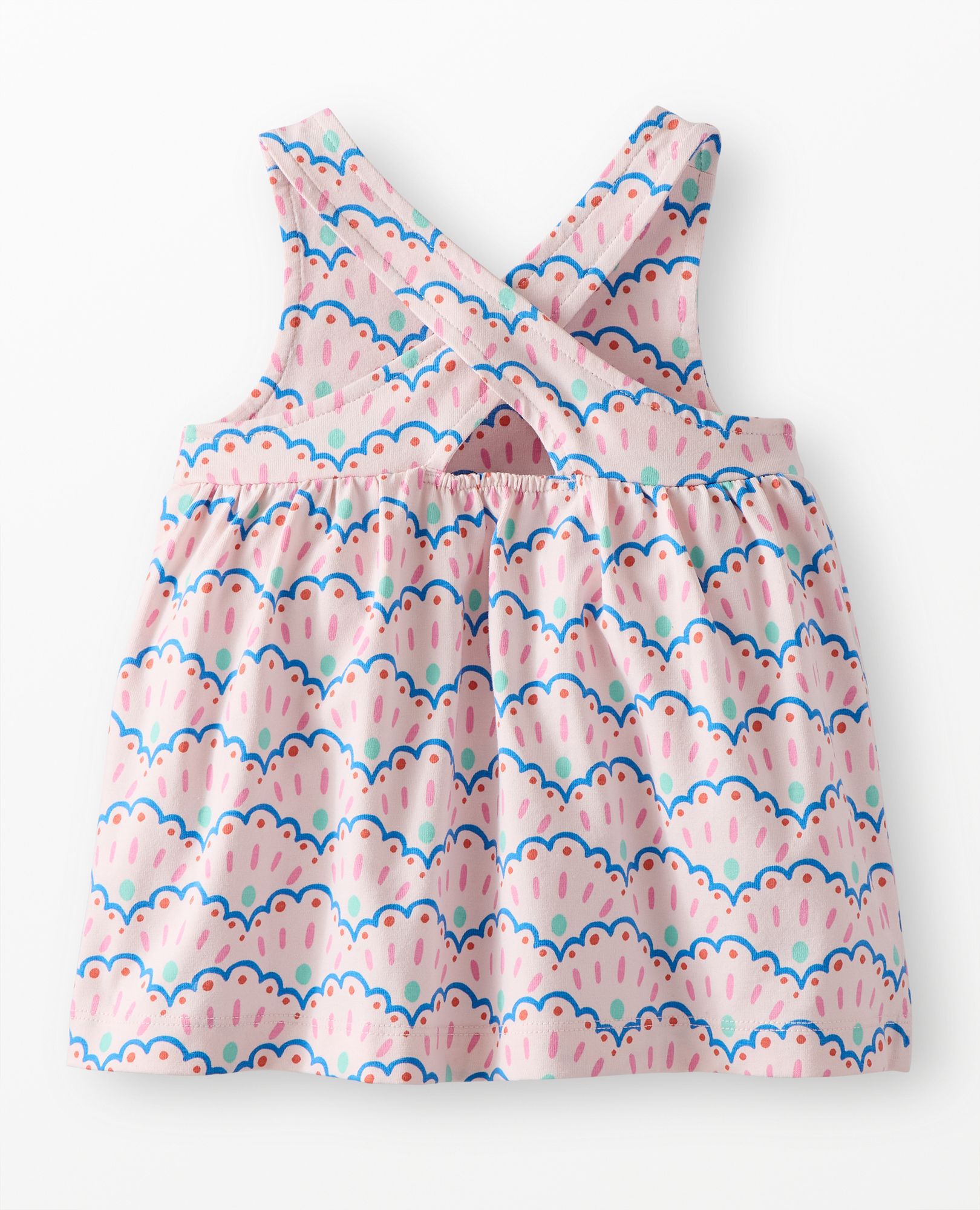 Baby Crossback Dress & Bloomers Set in Scalloped Stripes - main