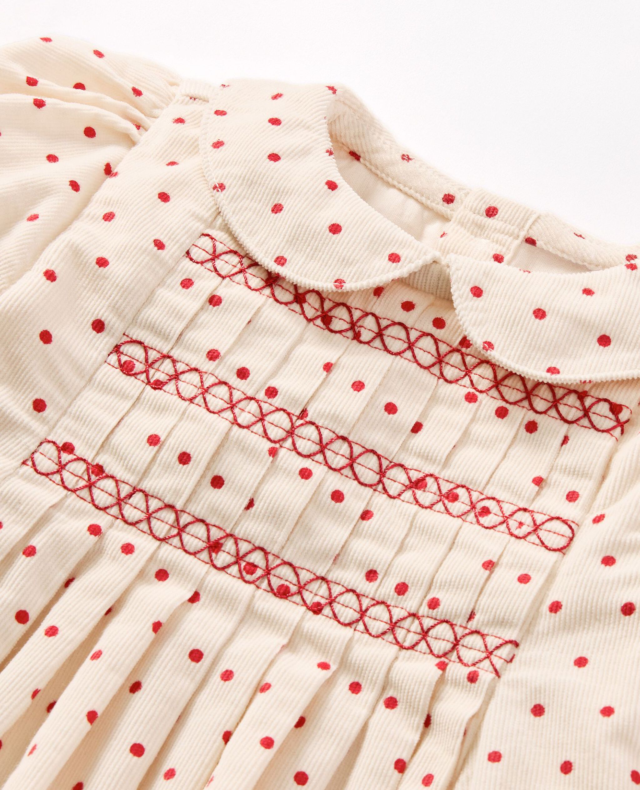 Baby Embroidered Corduroy Dress & Bloomers Set in Tiny Dots on Lambs Wool - main