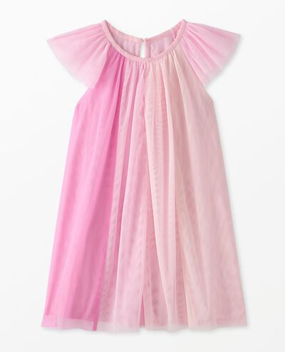 Flutter Sleeve Tulle Paneled Dress in Pink Gradient - main