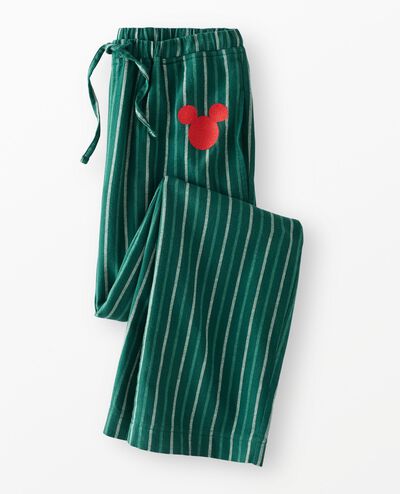 Adult Disney Mickey Mouse Holiday Flannel Pajama Pants in Mickey Green Stripe - main