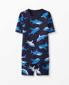 Short John Pajamas In Organic Cotton in Blue Shark - main