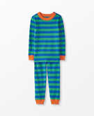 Long John Pajama Set in Baltic Blue/Jelly Bean - main
