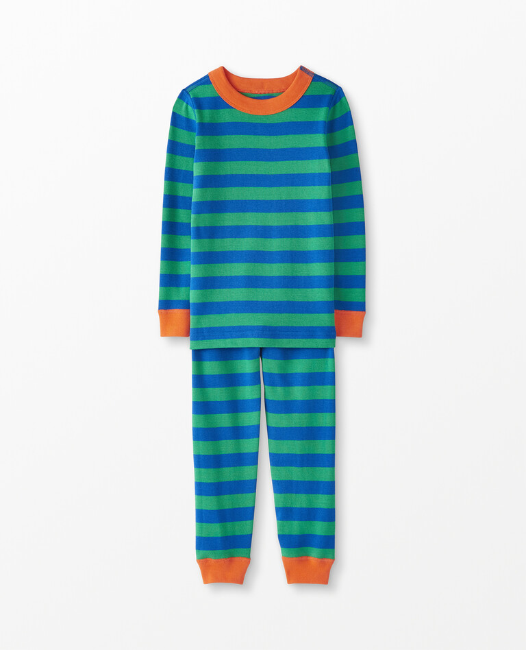 Long John Pajama Set in Baltic Blue/Jelly Bean - main