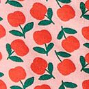 HannaSoft™ Stretch Sleeper in Red Apples on Pink - swatch