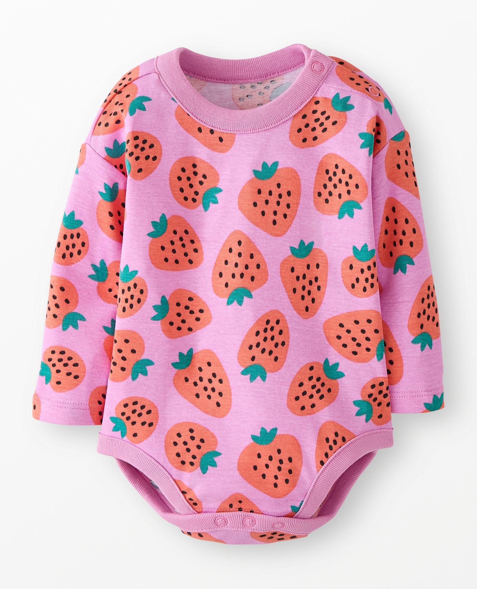 Baby Long Sleeve Bodysuit in Mini Strawberries on Echinacea - main