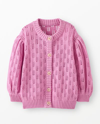 Pointelle Cardigan Sweater in Echinacea - main