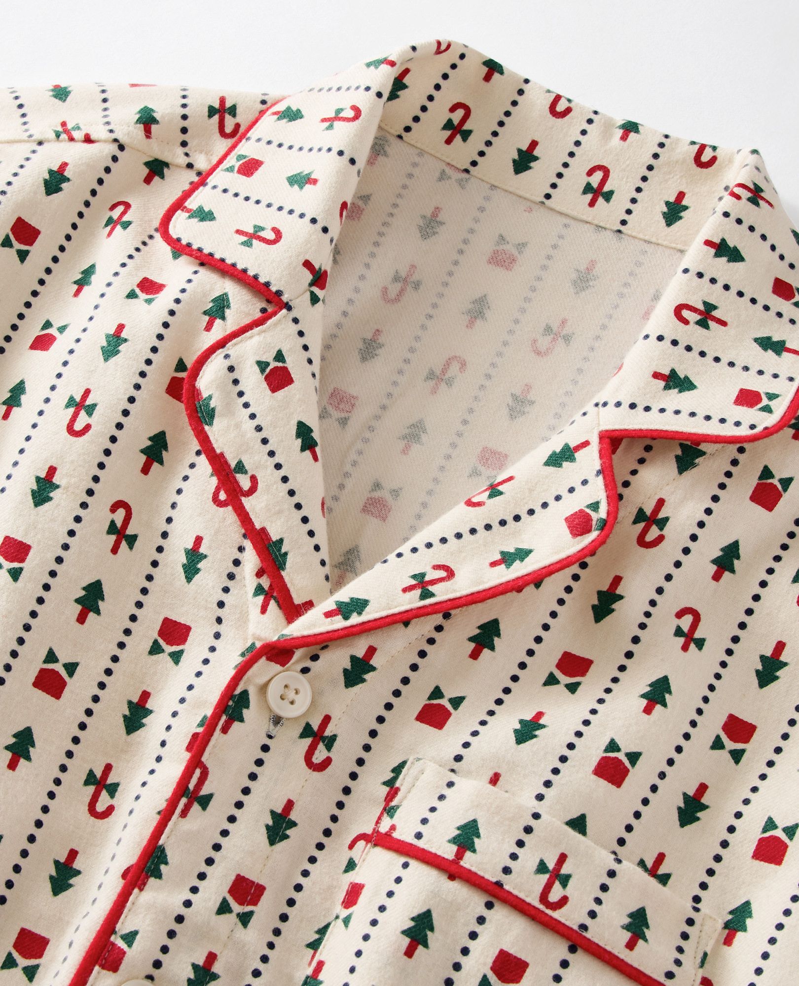 Adult Holiday Flannel Pajama Top in Christmas Stripes - main