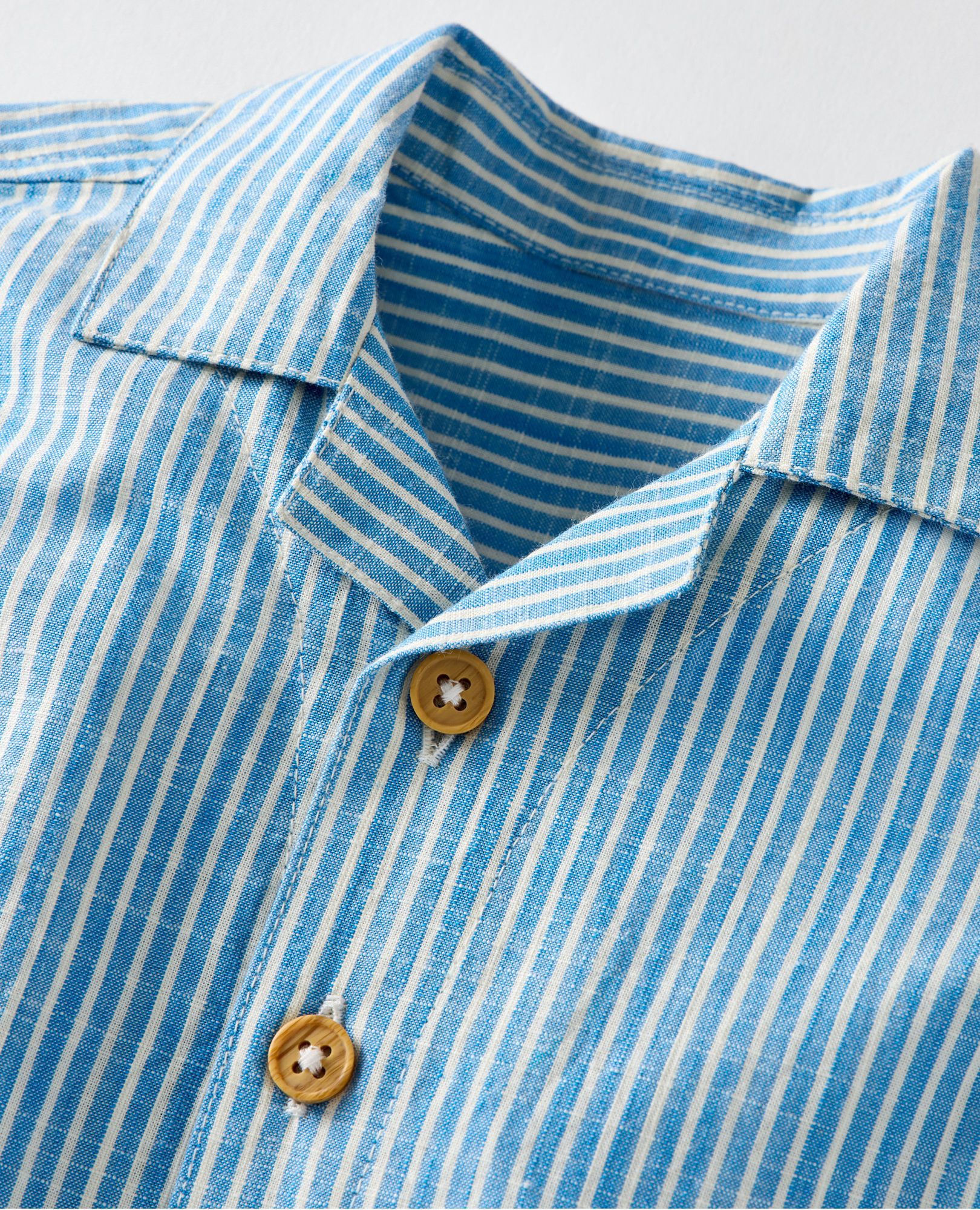 Baby Poplin Button Up Shirt & Shorts Set in Swedish Sky/Ecru - main