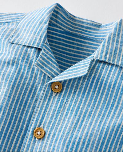 Baby Poplin Button Up Shirt & Shorts Set in Swedish Sky/Ecru - main