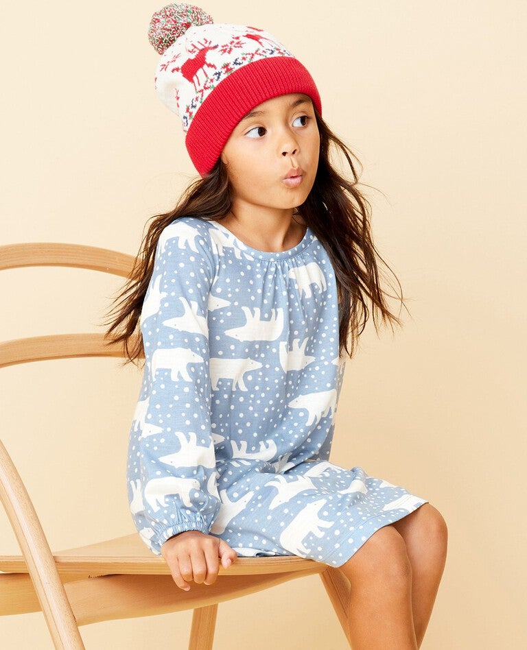 Kids Holiday Nightgown in Snowy Polar Bear on North Air - main