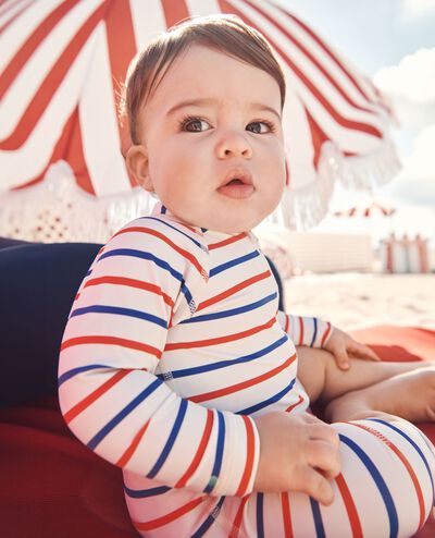 Baby Rashguard Swimsuit in RWB Stripe - main