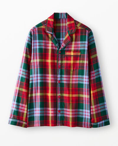 Adult Holiday Flannel Pajama Top in Multi Plaid - main