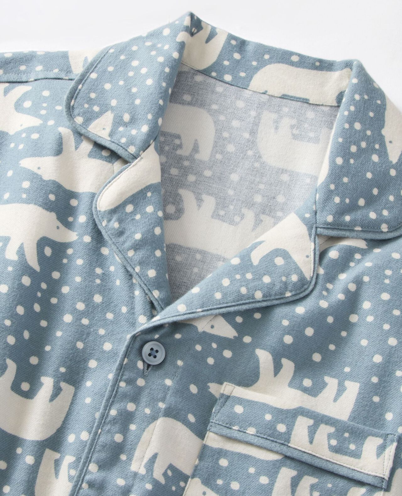 Adult Holiday Flannel Pajama Top in Snowy Polar Bear on North Air - main