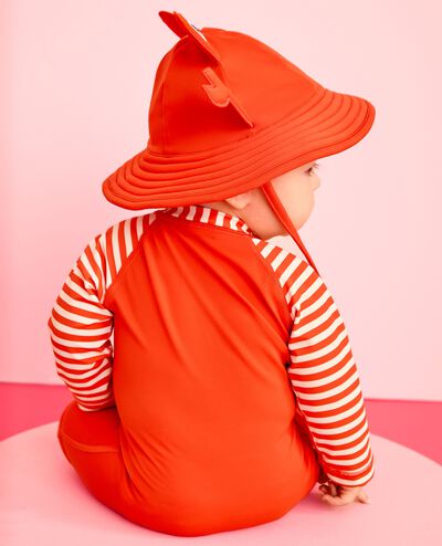 Baby Rashguard & Novelty Swim Hat Set in Crabby Stripe - main