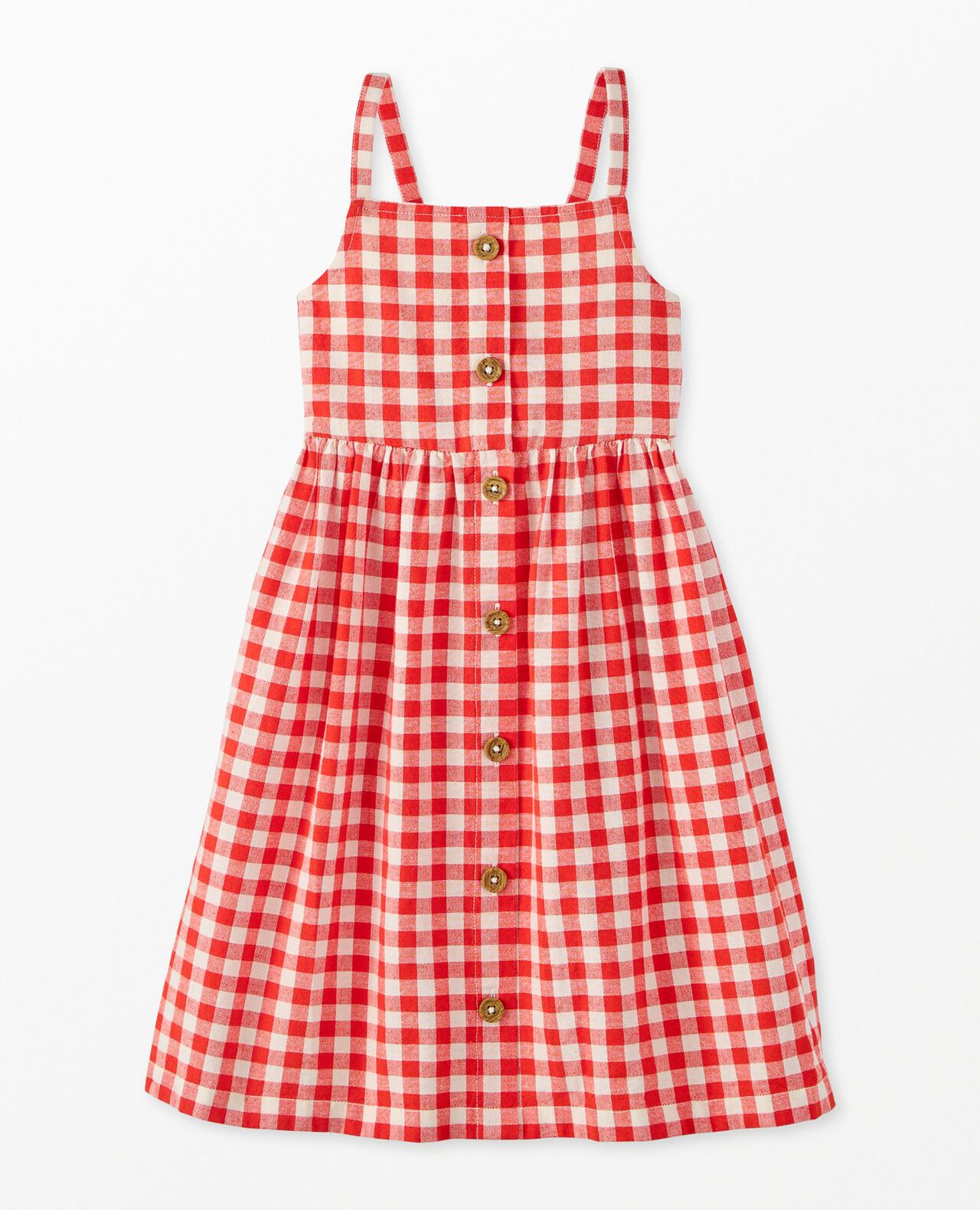 Sleeveless Linen Midi Dress with Pockets in Orange Spice Gingham - main