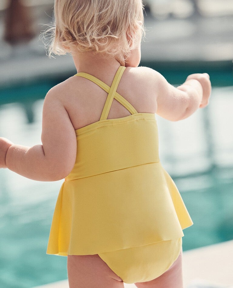 Baby One-Piece Rainbow Swimsuit & Swim Hat Set in Soleil - main