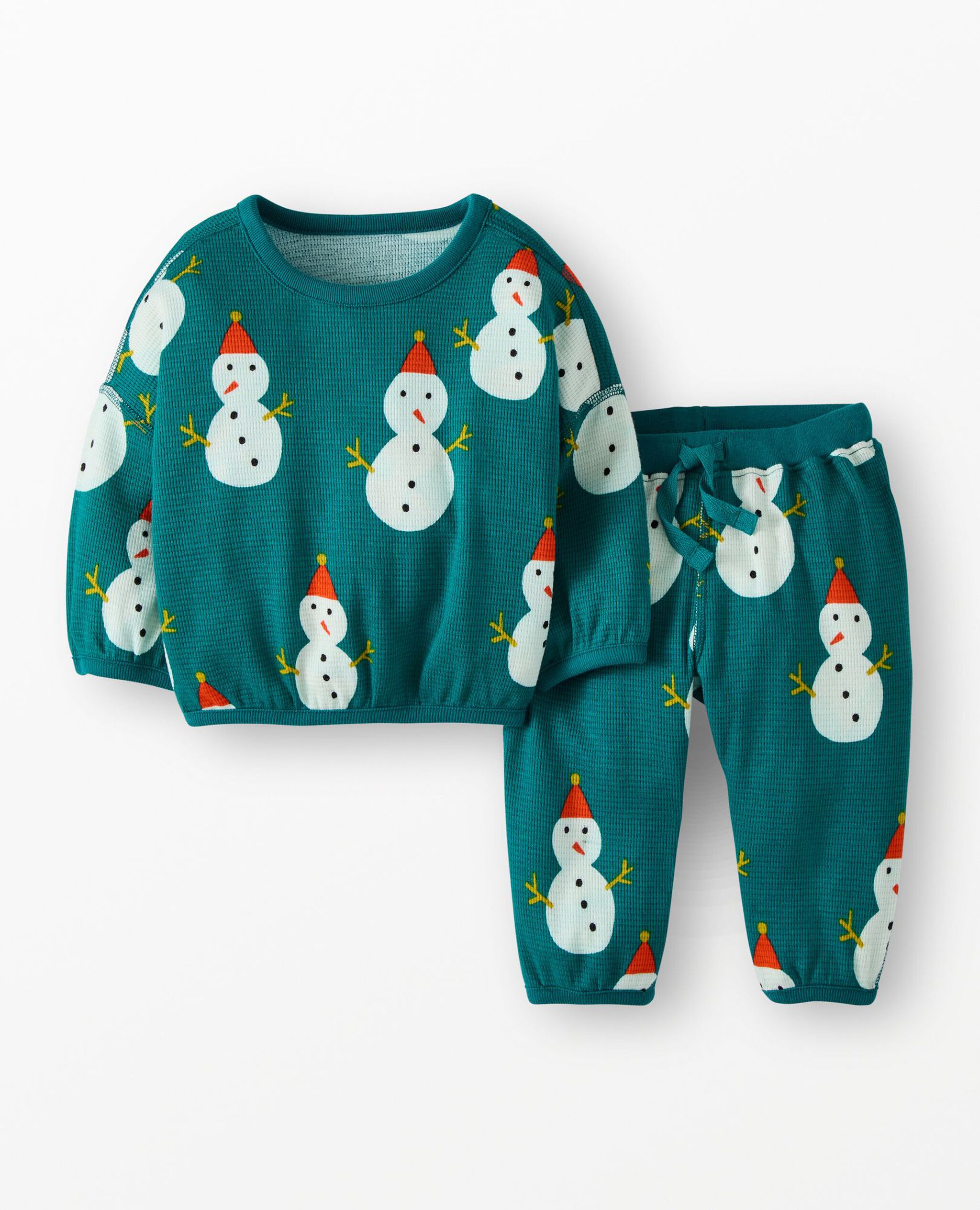 Baby Holiday Long Sleeve Waffle Top & Pants Set in Frosty Friends - main