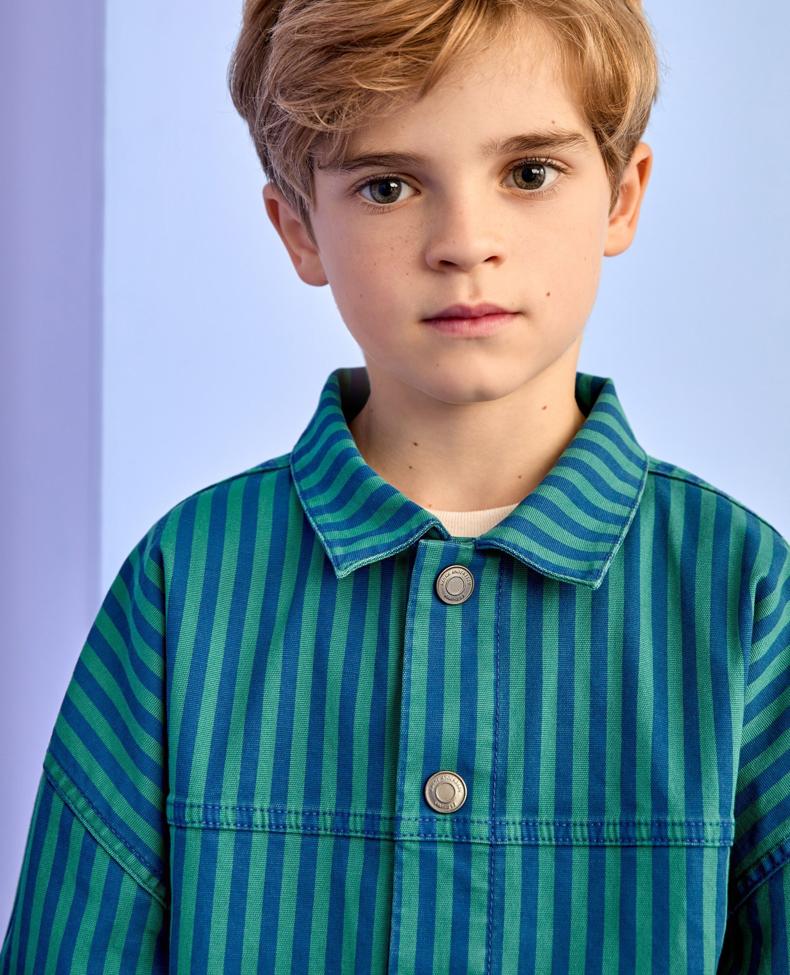 Oversized Canvas Jacket in Happy Blue/Bottle Green - main