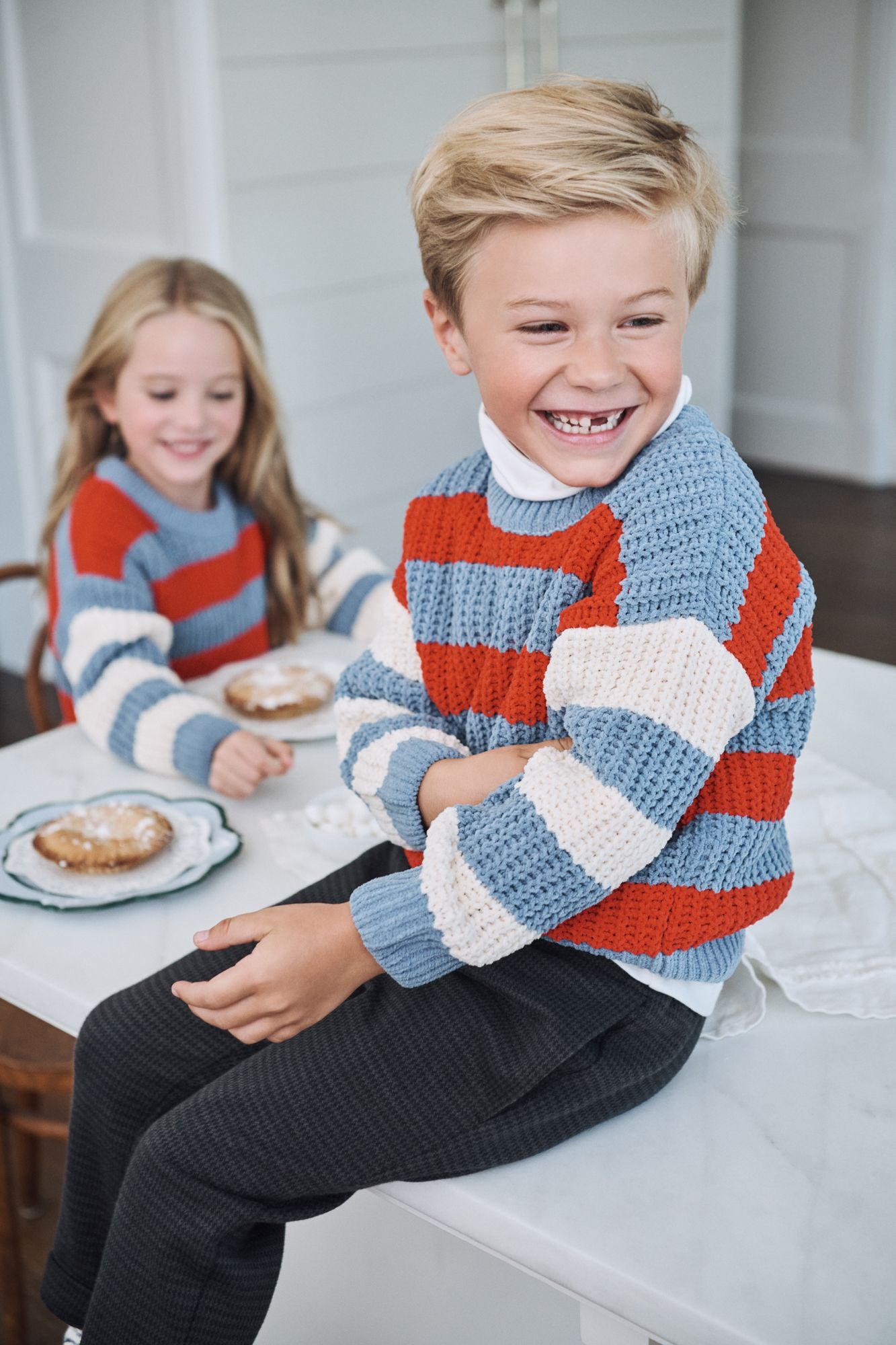 Pull-On Easy Jacquard Pants in Tonal Black Gingham - main