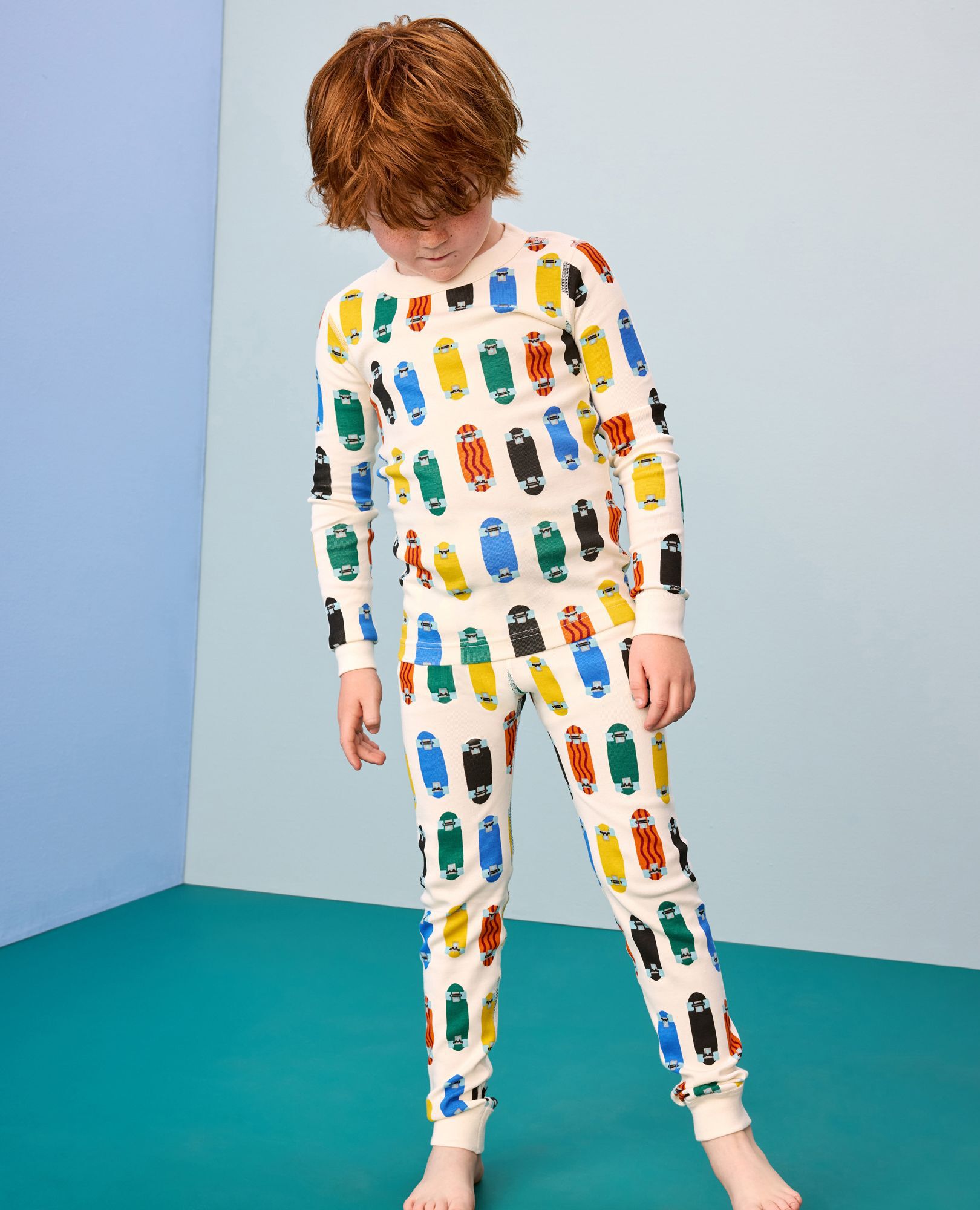 HannaJams™ Pajama Set in Skateboards on Ecru - main