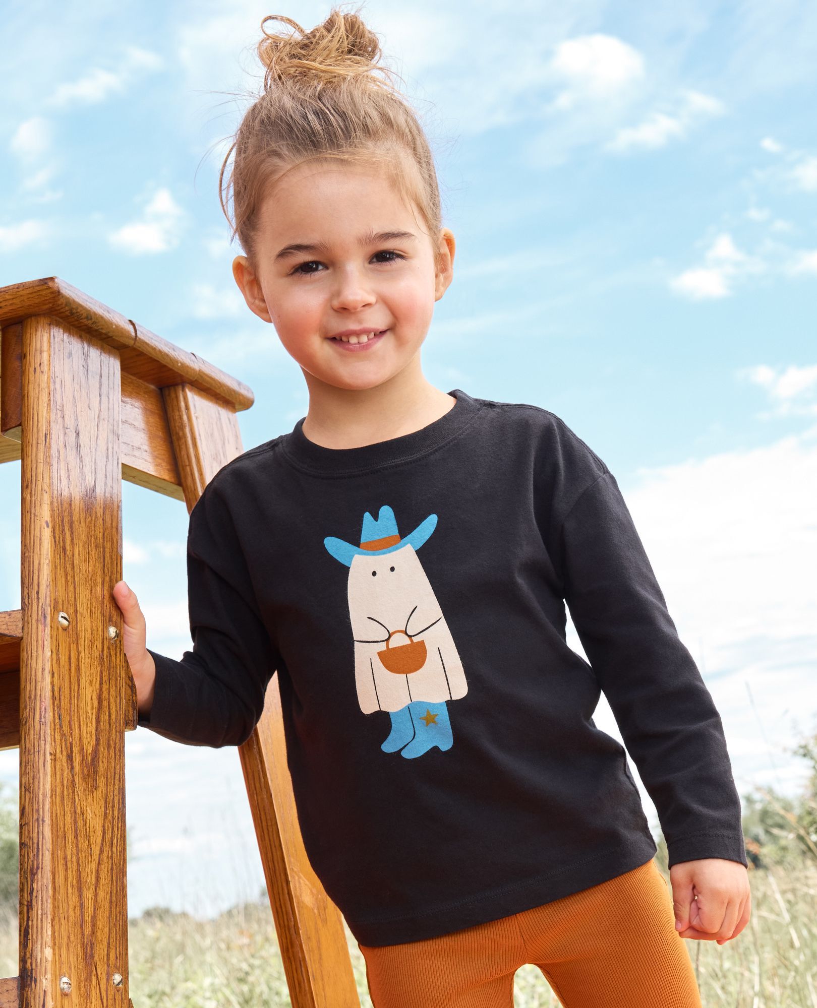 Halloween Long Sleeve Classic Fit Graphic T-Shirt in Boot Scootin' Ghost - main