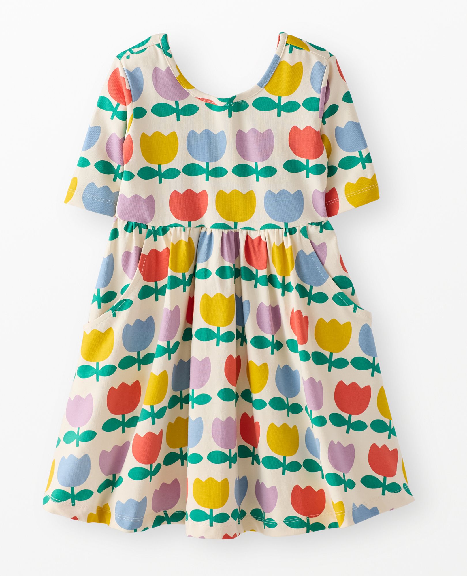 Skater Dress with Pockets in Rainbow Tulips - main