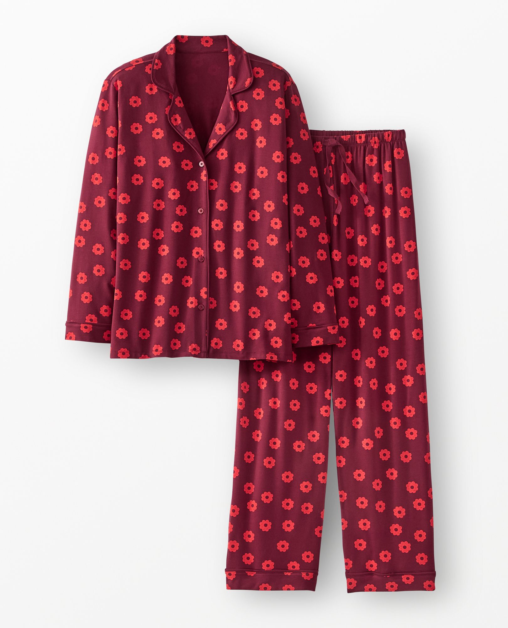 Women's Long Sleeve HannaSoft™ Pajama Set in Sugar Cookies on Red - main