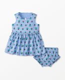 Baby Poplin Dress & Bloomers Set in Mini Daisy on Storm Blue - main
