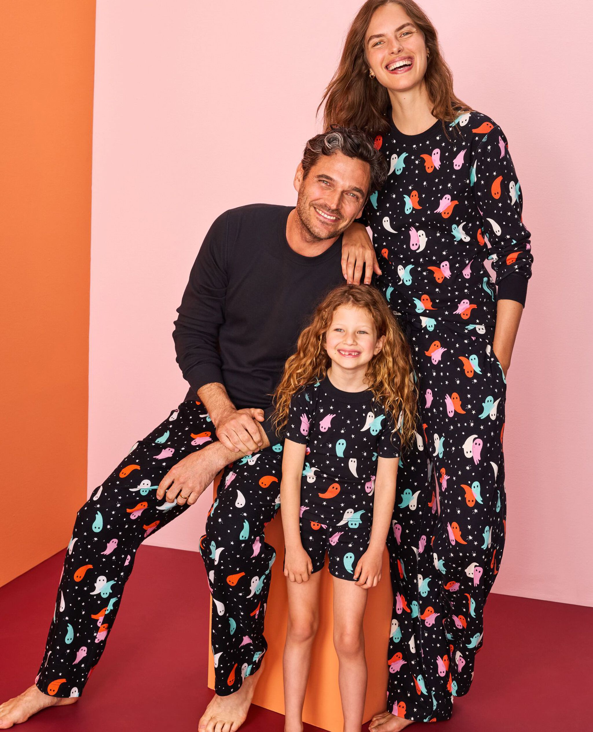 Adult Halloween Relaxed Fit Pajama Set in Sparkling Boos on Black - main