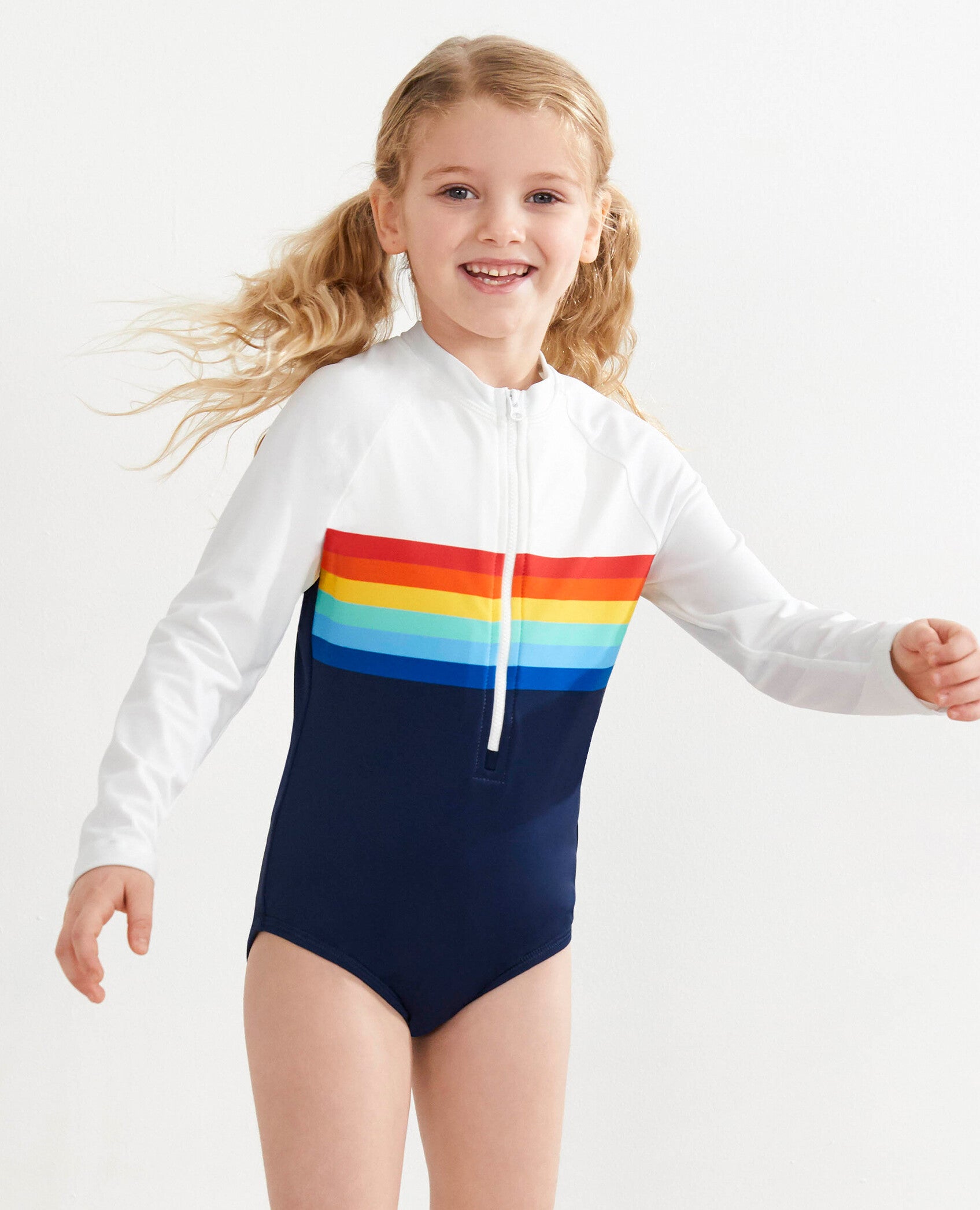 Rainbow Stripe Rash Guard One Piece Suit Hanna Andersson