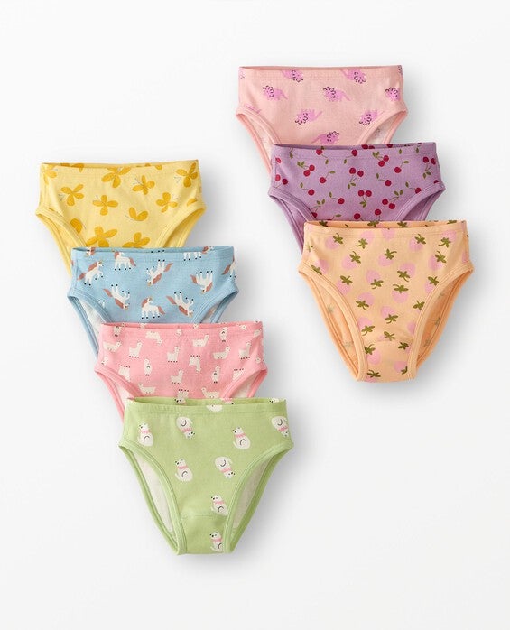 Girls' Printed 7Pk 7-Pack Organic Cotton Hipster Underwear in 100% Cotton - Size Big Kids L by Hanna Andersson
