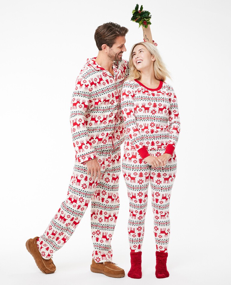 Women's Holiday Print Long John Pajama Pant in Dear Deer - main