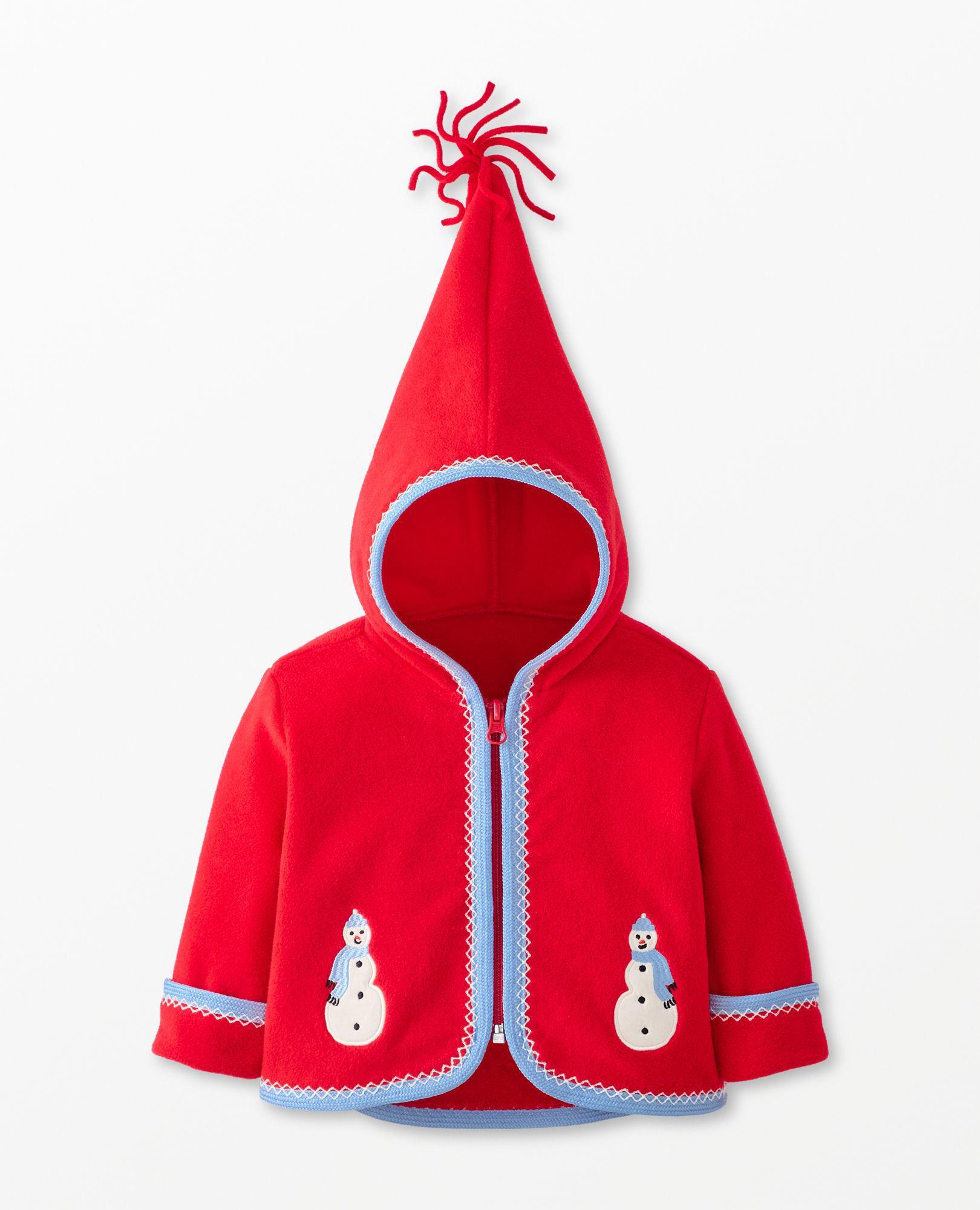 Snowmen On Red Baby Fleece Jacket in 100 Recycled Poly Toddler Girls Size 18 24 mos by Hanna Andersson