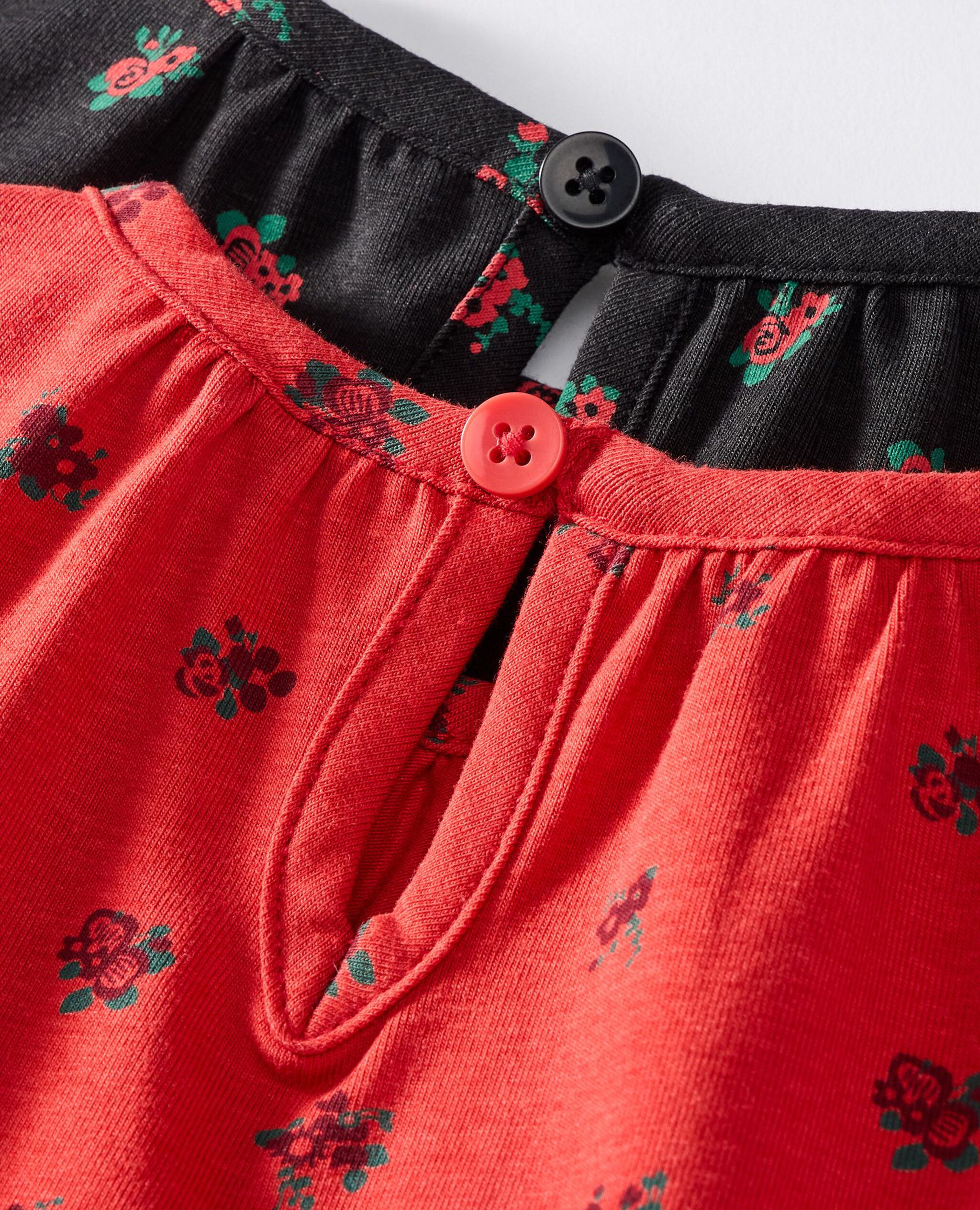 Baby Long Sleeve Smocked Dress & Bloomers Set in Delicate Florals on Scarlet Red - main